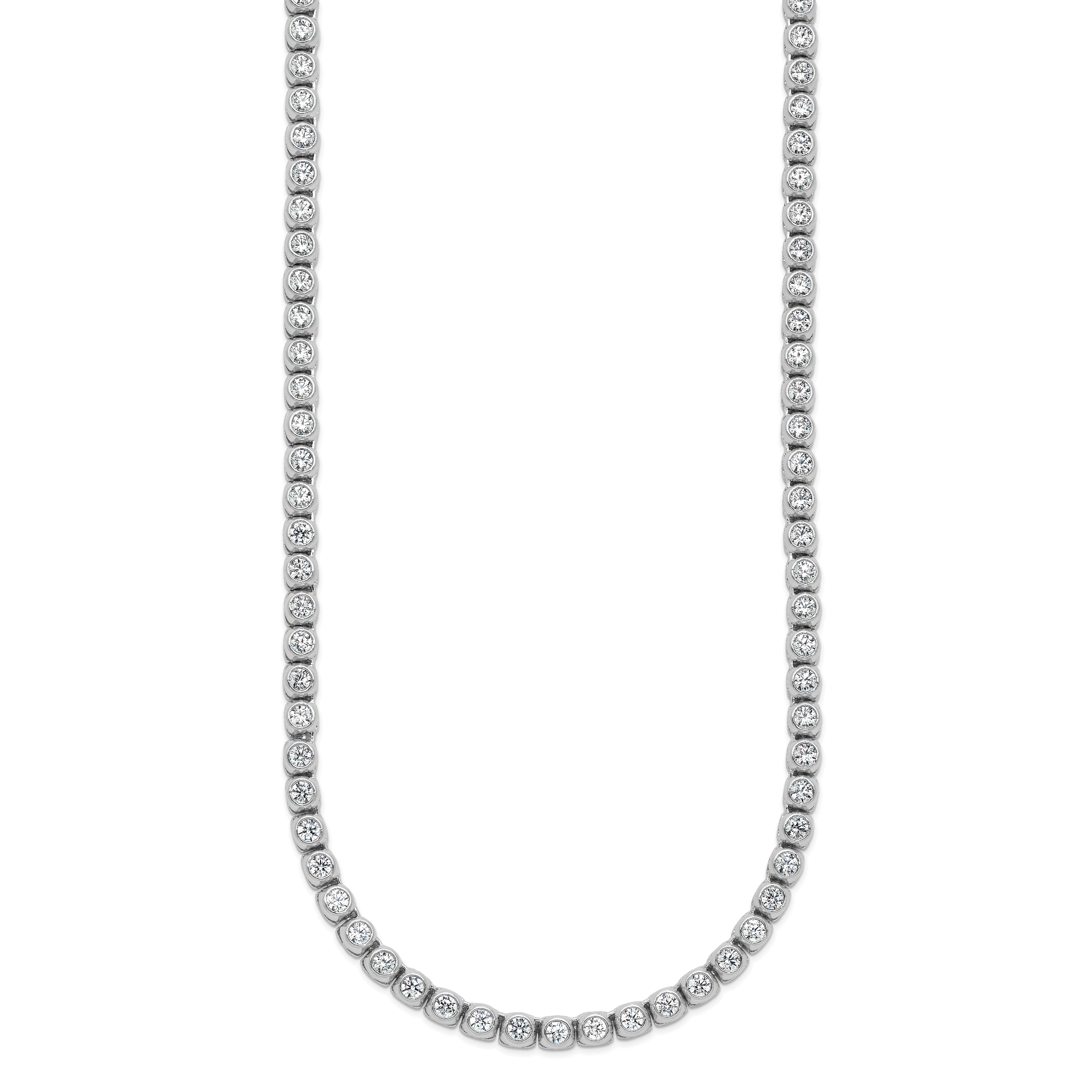 Sterling Shimmer Sterling Silver Rhodium-plated Bezel Set 2.5mm CZ 125 Stone 20 inch Necklace