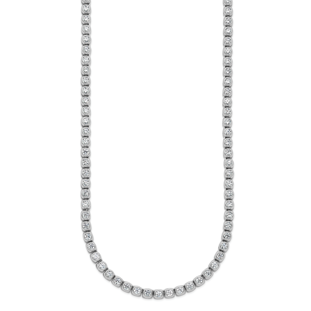 Sterling Shimmer Sterling Silver Rhodium-plated Bezel Set 2.5mm CZ 125 Stone 20 inch Necklace