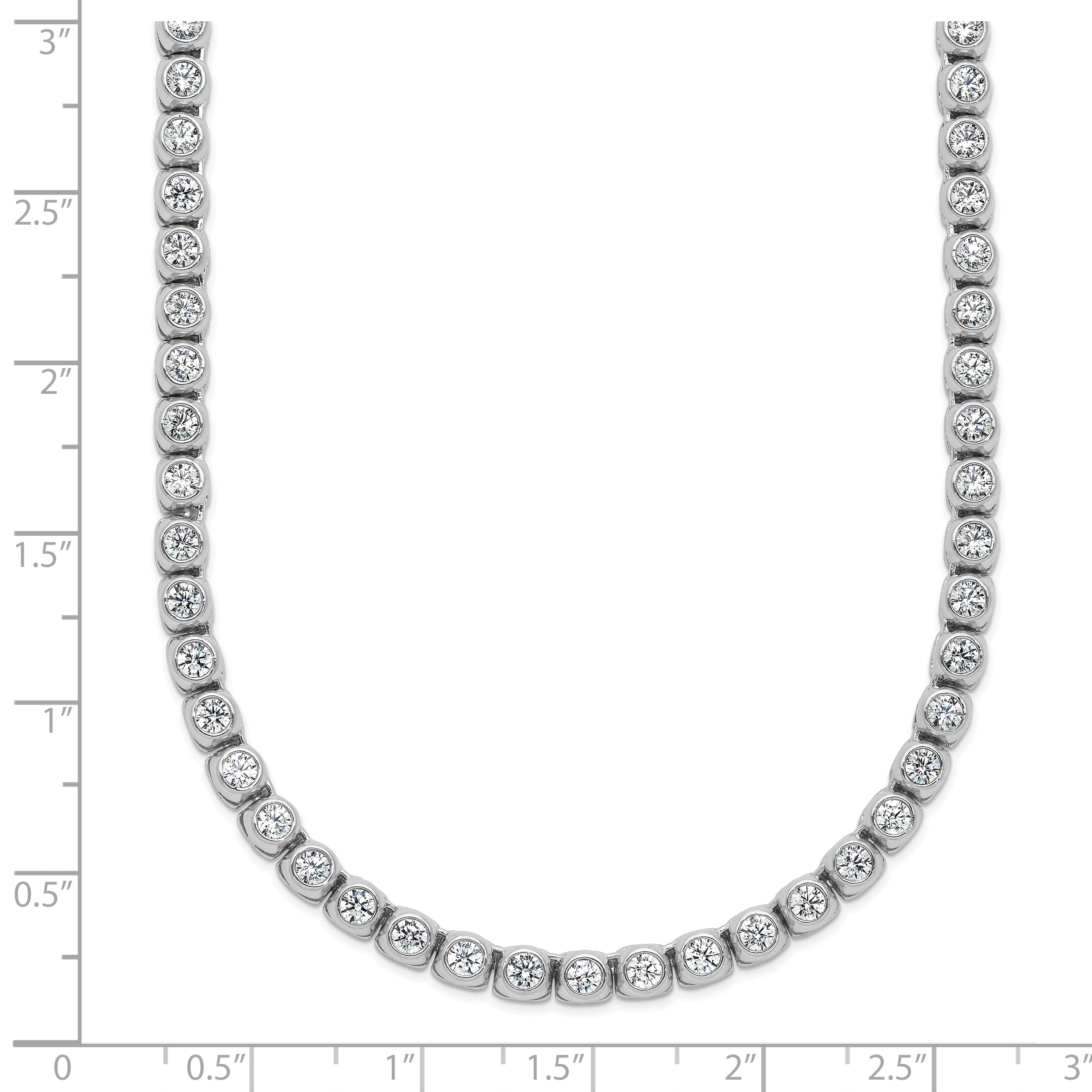 Sterling Shimmer Sterling Silver Rhodium-plated Bezel Set 2.5mm CZ 125 Stone 20 inch Necklace
