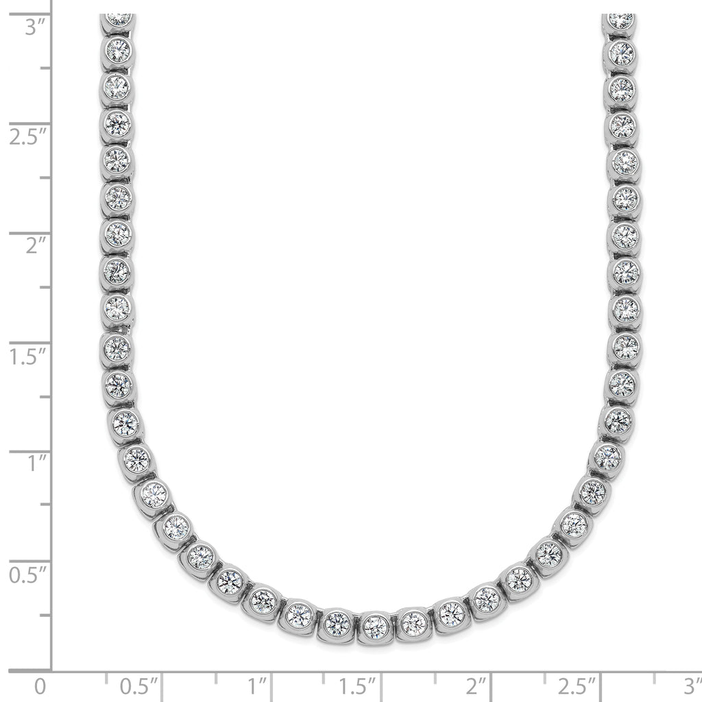 Sterling Shimmer Sterling Silver Rhodium-plated Bezel Set 2.5mm CZ 125 Stone 20 inch Necklace