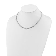 Sterling Shimmer Sterling Silver Rhodium-plated Bezel Set 2.5mm CZ 106 Stone 17 inch Necklace