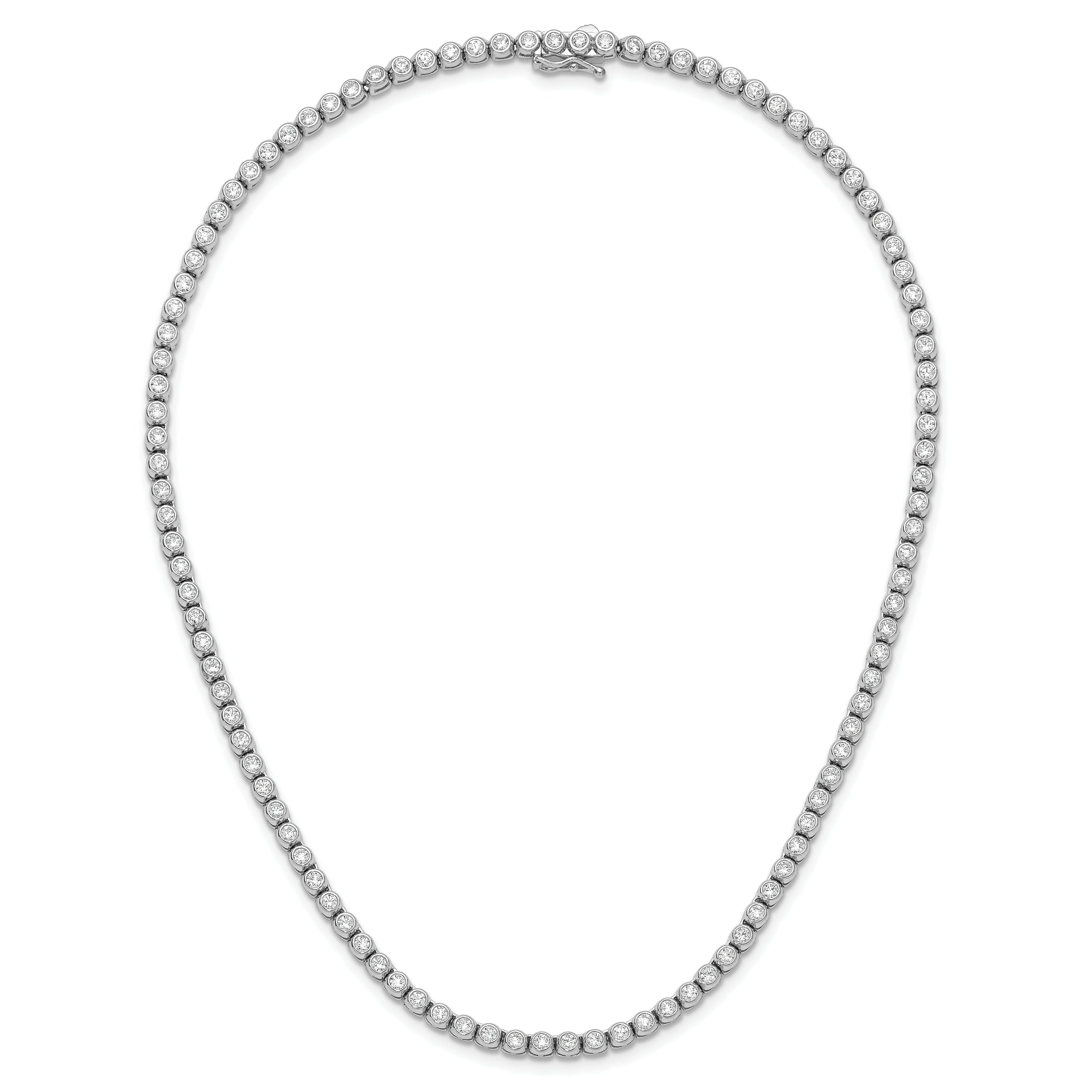 Sterling Shimmer Sterling Silver Rhodium-plated Bezel Set 2.5mm CZ 106 Stone 17 inch Necklace