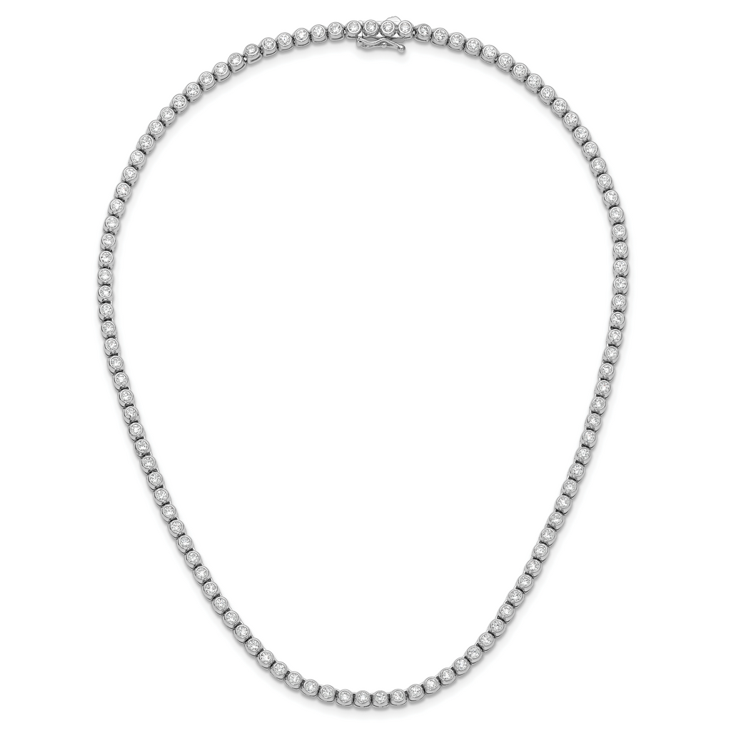 Sterling Shimmer Sterling Silver Rhodium-plated Bezel Set 2.5mm CZ 106 Stone 17 inch Necklace