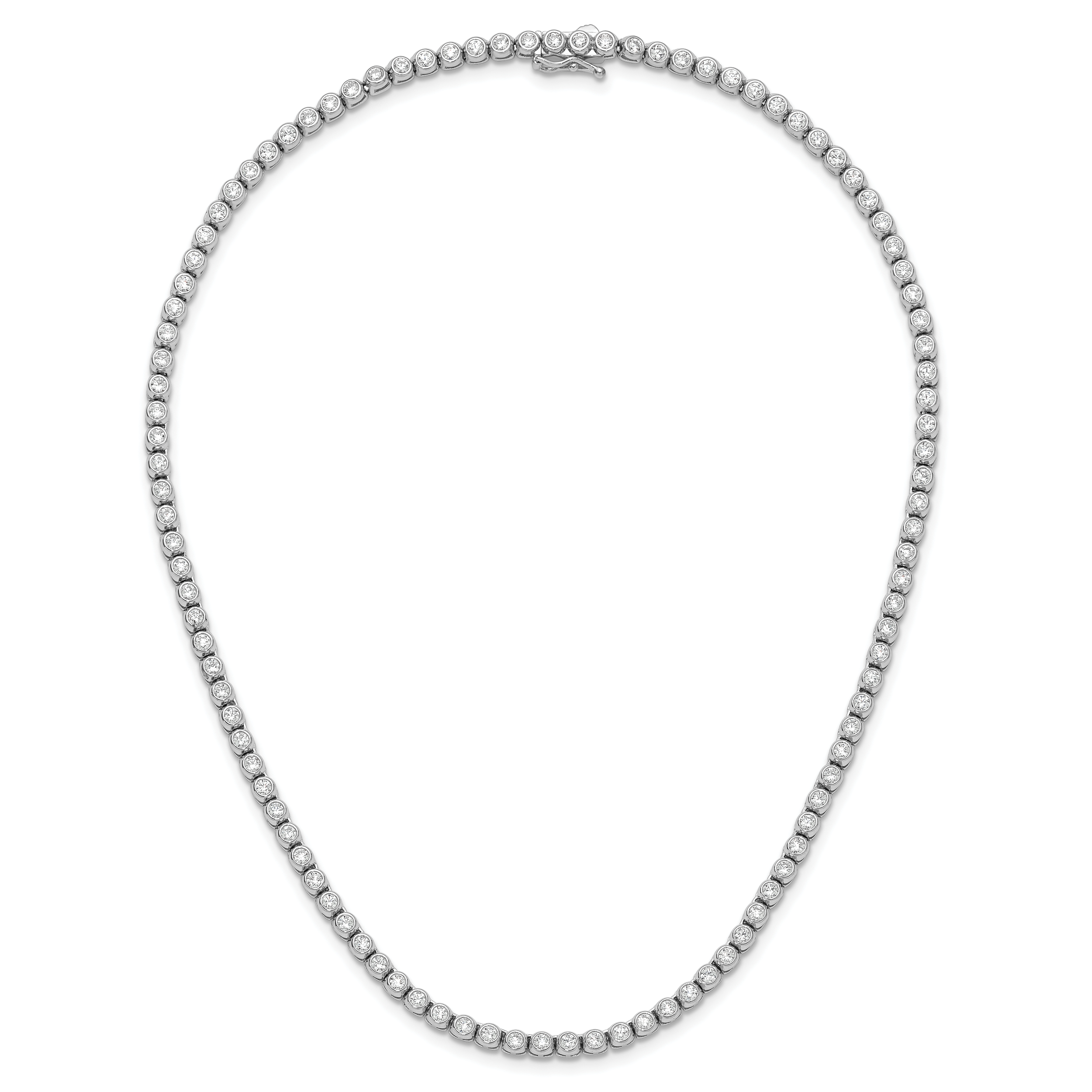 Sterling Shimmer Sterling Silver Rhodium-plated Bezel Set 2.5mm CZ 106 Stone 17 inch Necklace