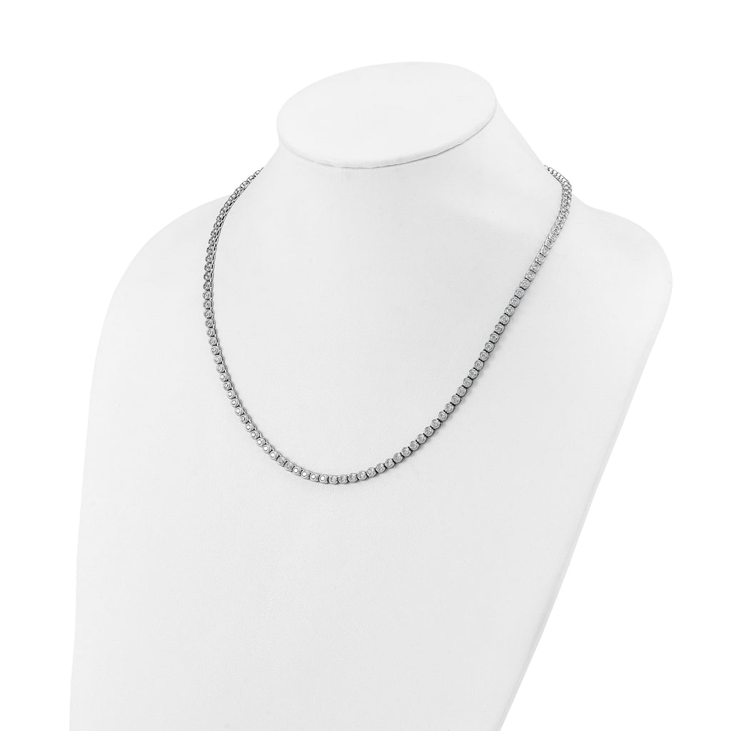 Sterling Shimmer Sterling Silver Rhodium-plated Bezel Set 2.5mm CZ 125 Stone 20 inch Necklace