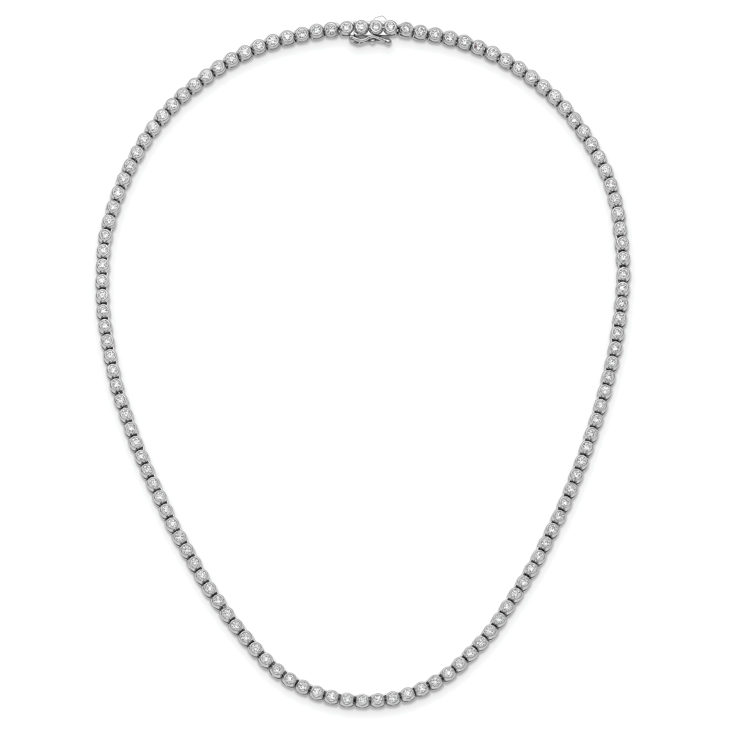 Sterling Shimmer Sterling Silver Rhodium-plated Bezel Set 2.5mm CZ 125 Stone 20 inch Necklace