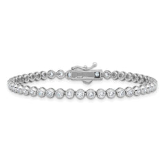 Sterling Shimmer Sterling Silver Rhodium-plated Bezel Set 2.5mm CZ 45 Stone 7 inch Bracelet