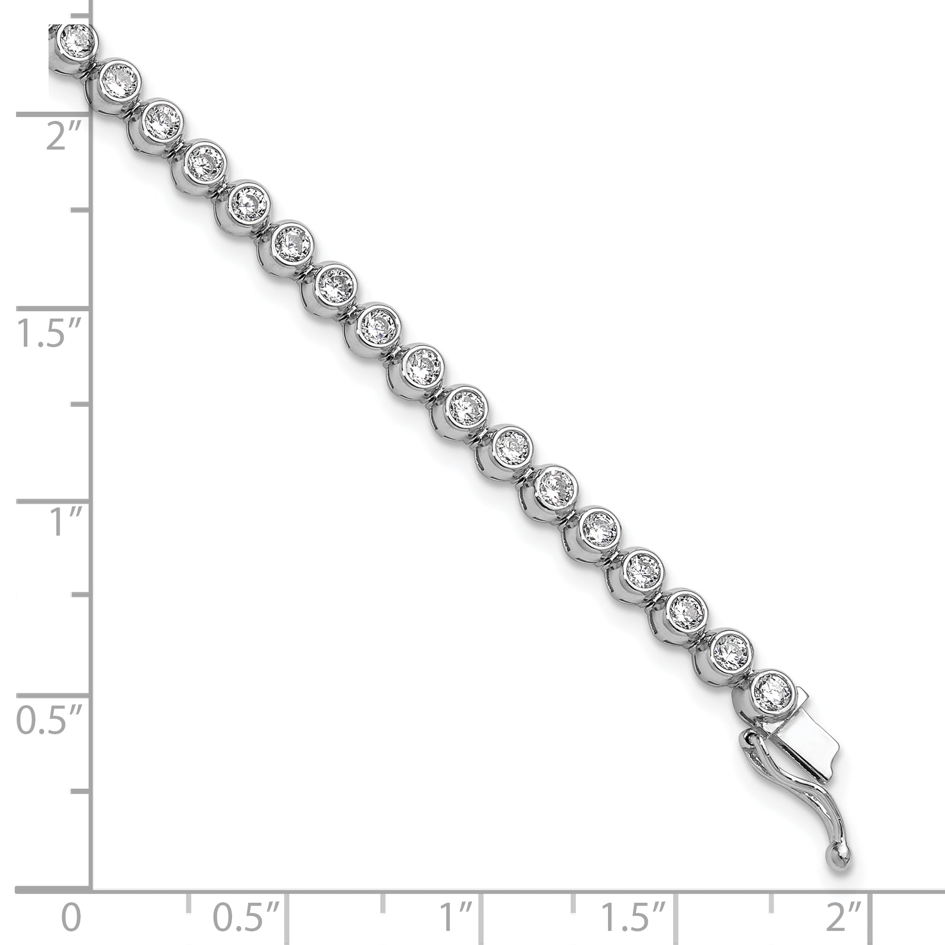 Sterling Shimmer Sterling Silver Rhodium-plated Bezel Set 2.5mm CZ 45 Stone 7 inch Bracelet