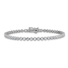 Sterling Shimmer Sterling Silver Rhodium-plated Bezel Set 2.5mm CZ 55 Stone 8 inch Bracelet