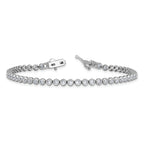 Sterling Shimmer Sterling Silver Rhodium-plated Bezel Set 2.5mm CZ 55 Stone 8 inch Bracelet