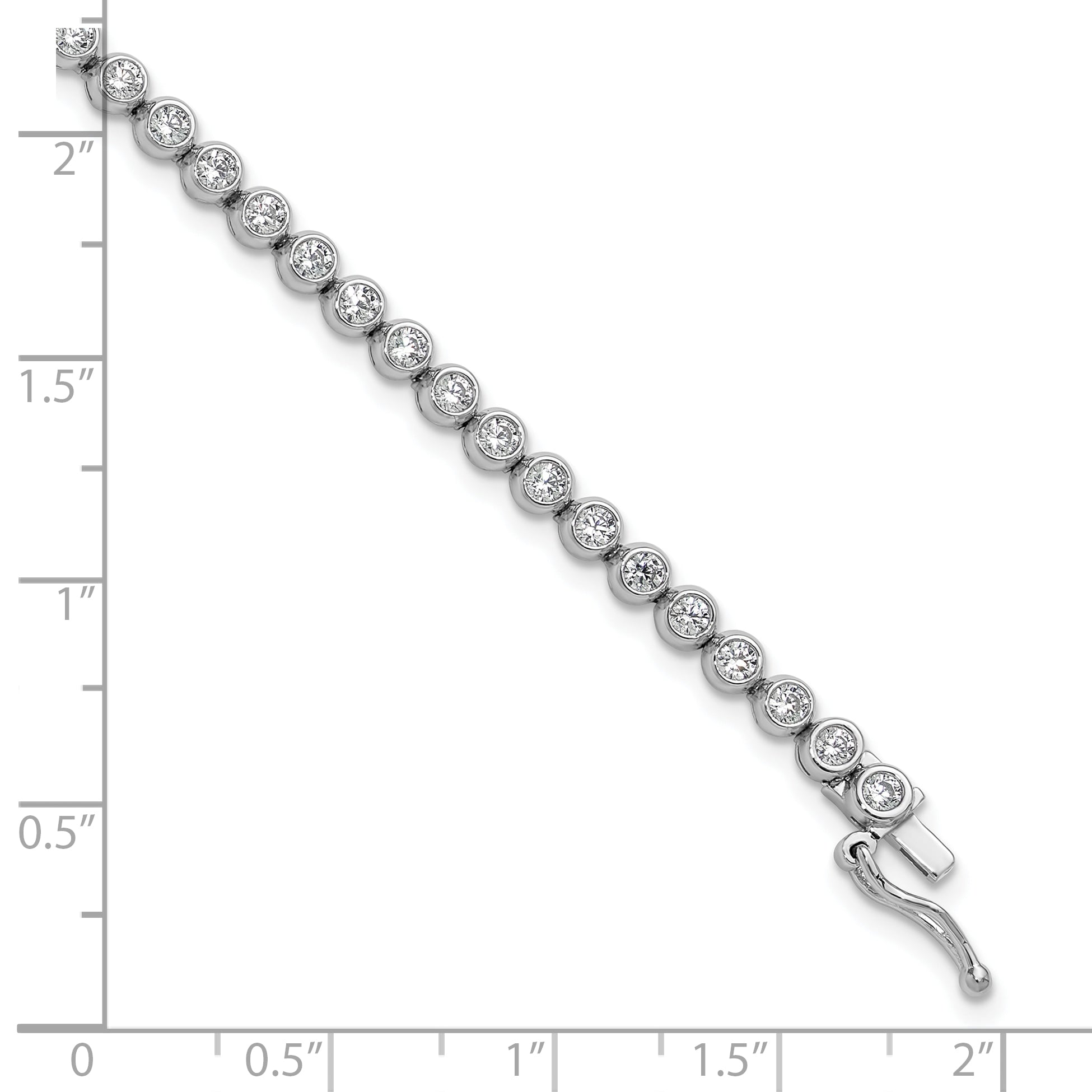 Sterling Shimmer Sterling Silver Rhodium-plated Bezel Set 2.5mm CZ 55 Stone 8 inch Bracelet