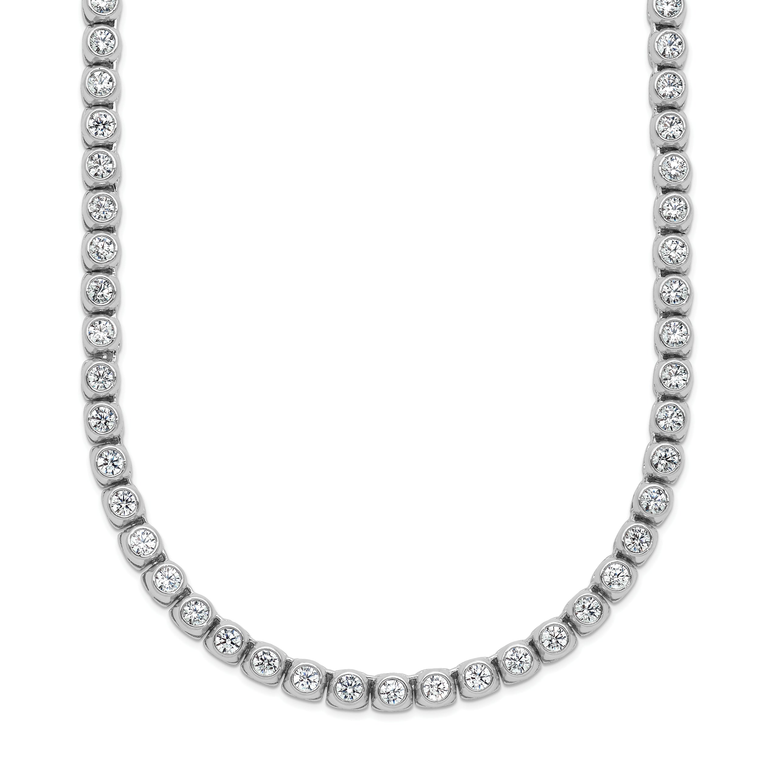 Sterling Shimmer Sterling Silver Rhodium-plated Bezel Set 2.5mm CZ 125 Stone 20 inch Necklace