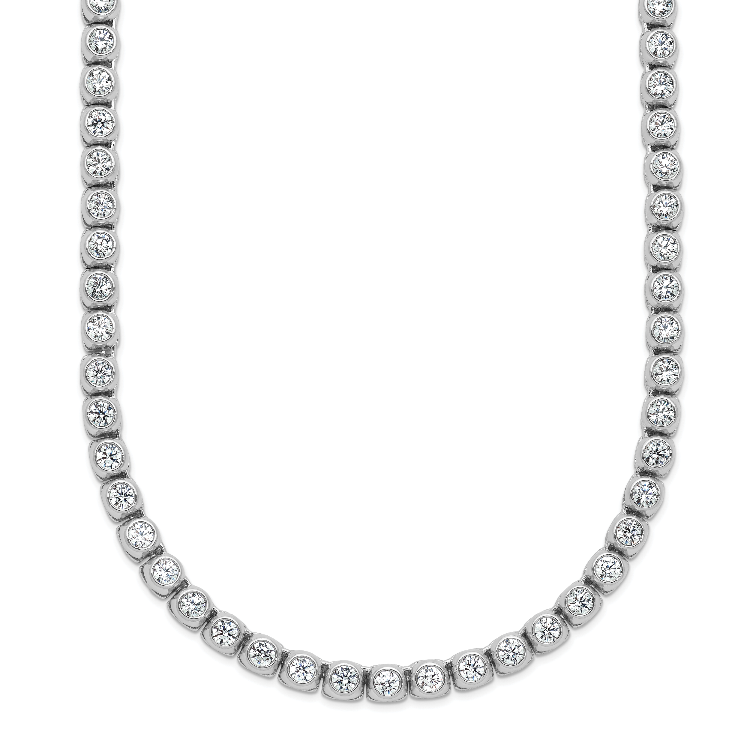 Sterling Shimmer Sterling Silver Rhodium-plated Bezel Set 2.5mm CZ 125 Stone 20 inch Necklace