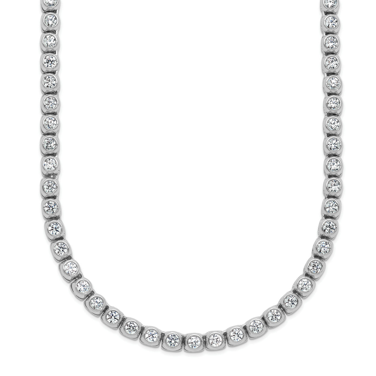 Sterling Shimmer Sterling Silver Rhodium-plated Bezel Set 2.5mm CZ 125 Stone 20 inch Necklace