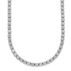 Sterling Shimmer Sterling Silver Rhodium-plated Bezel Set 2.5mm CZ 125 Stone 20 inch Necklace