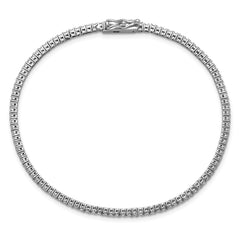 Sterling Shimmer Sterling Silver Rhodium-plated 1.5mm CZ 109 Stone 8 inch Bracelet