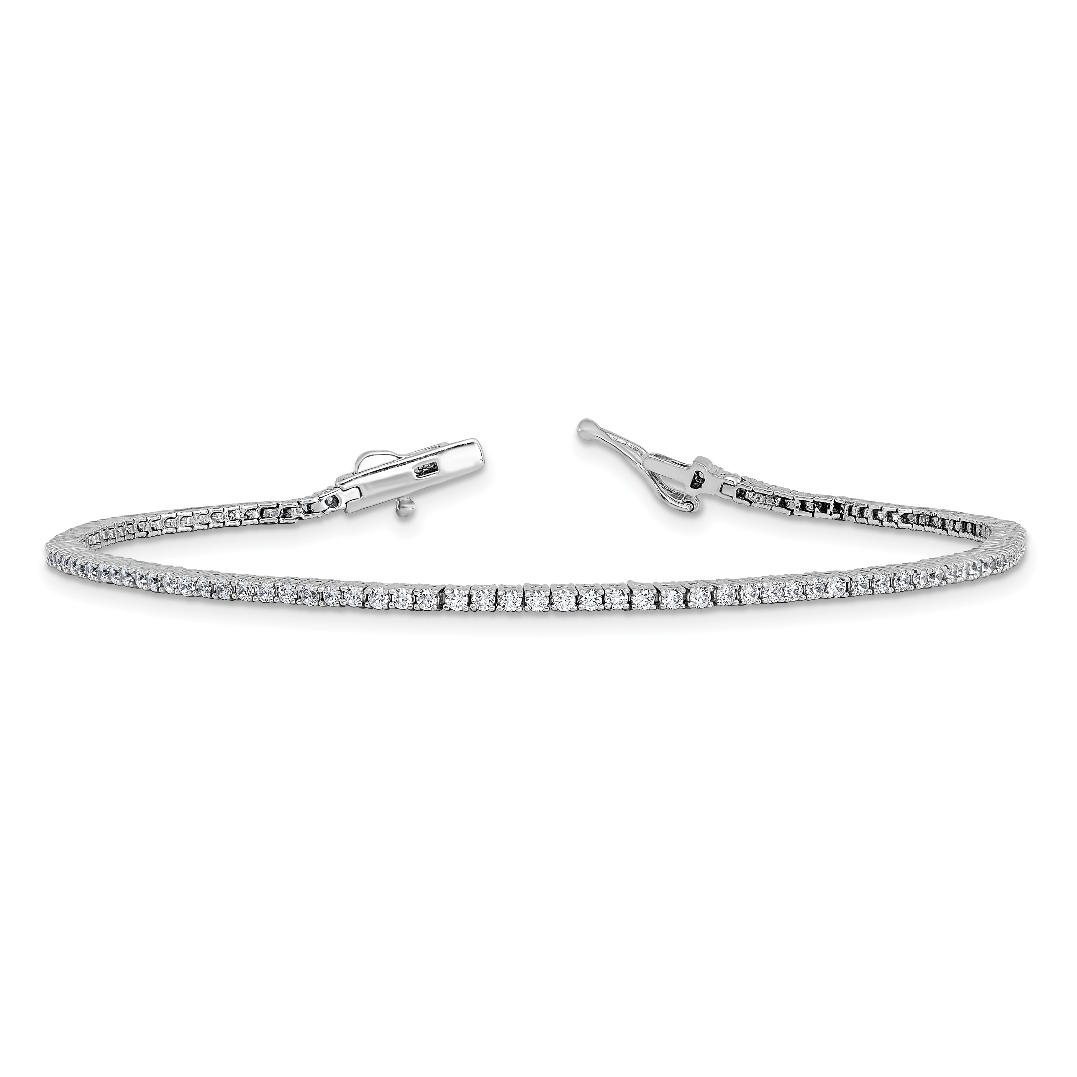 Sterling Shimmer Sterling Silver Rhodium-plated 1.5mm CZ 109 Stone 8 inch Bracelet