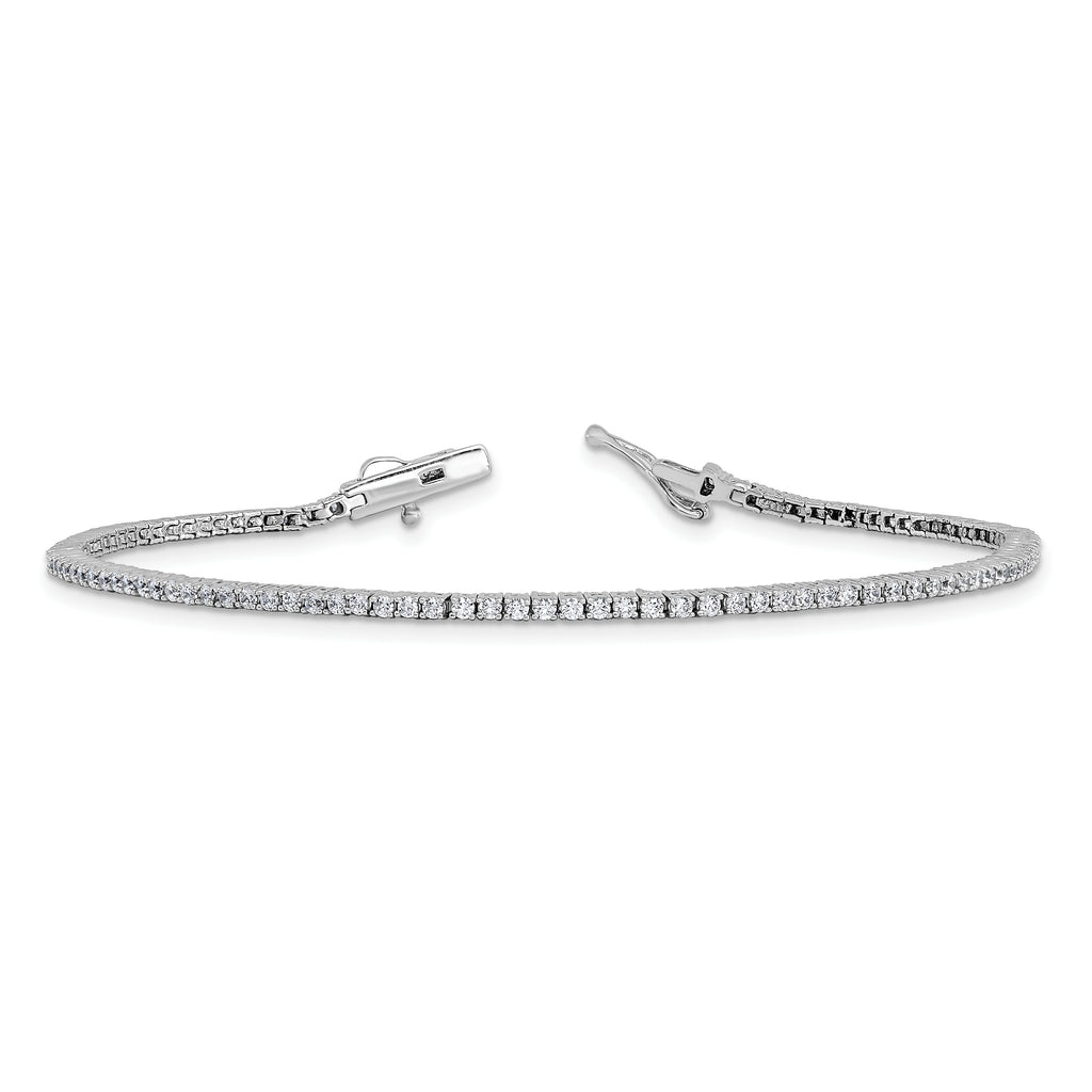 Sterling Shimmer Sterling Silver Rhodium-plated 1.5mm CZ 109 Stone 8 inch Bracelet