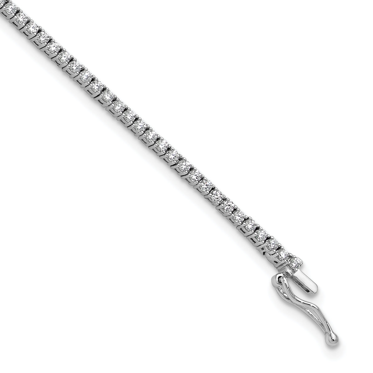 Sterling Shimmer Sterling Silver Rhodium-plated 1.5mm CZ 109 Stone 8 inch Bracelet