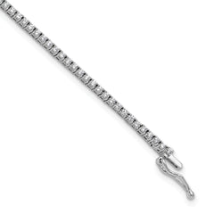 Sterling Shimmer Sterling Silver Rhodium-plated 1.5mm CZ 109 Stone 8 inch Bracelet