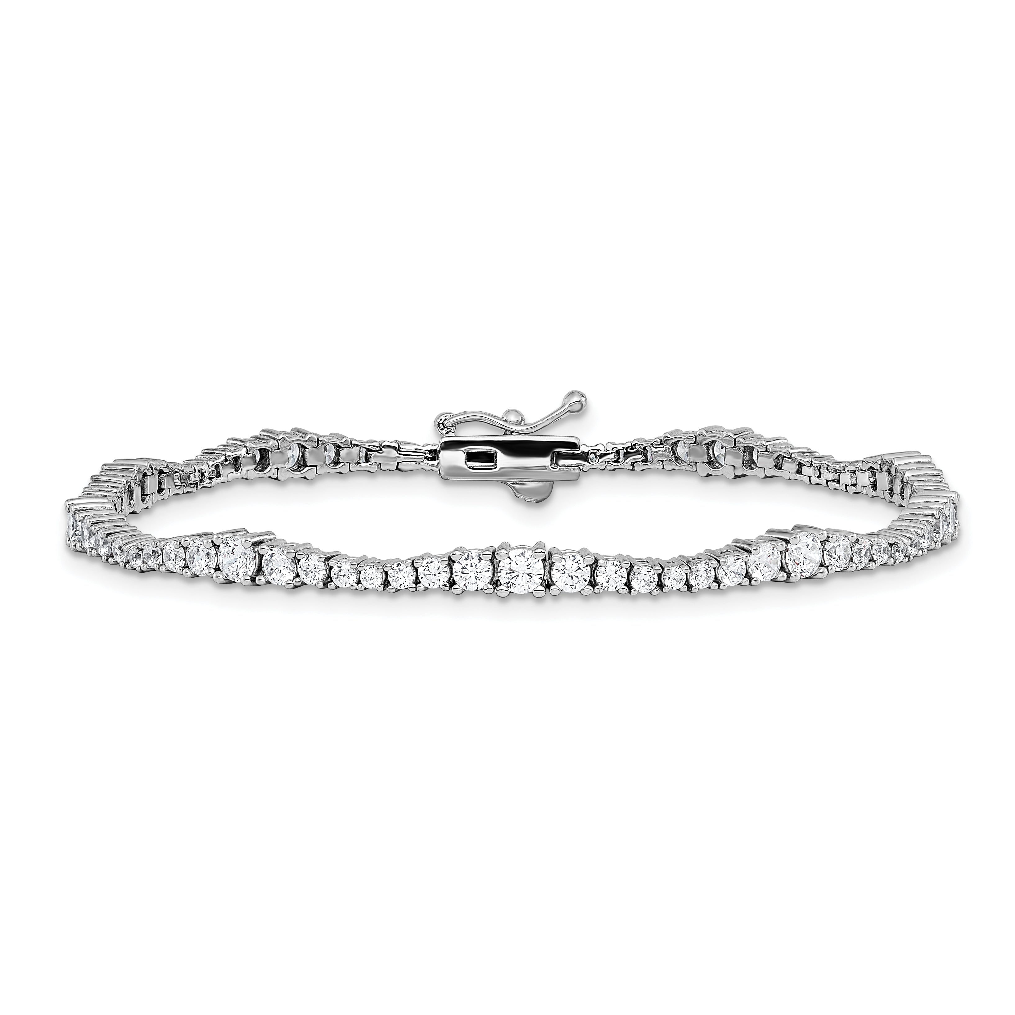 Sterling Shimmer Sterling Silver Rhodium-plated CZ 79 Stone 7 inch Bracelet