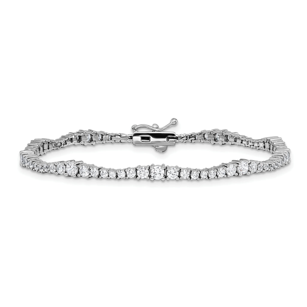 Sterling Shimmer Sterling Silver Rhodium-plated CZ 79 Stone 7 inch Bracelet