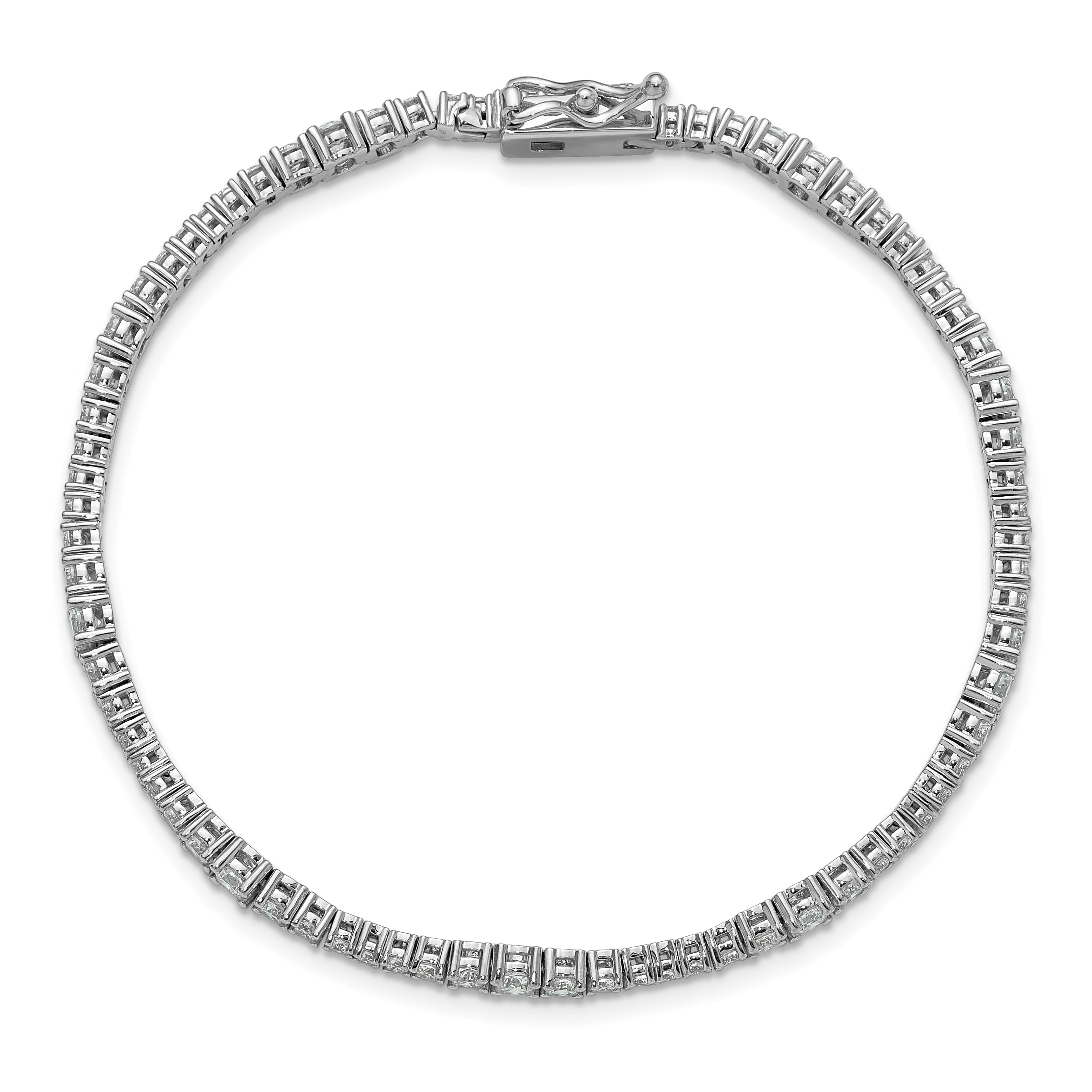 Sterling Shimmer Sterling Silver Rhodium-plated CZ 79 Stone 7 inch Bracelet