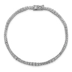 Sterling Shimmer Sterling Silver Rhodium-plated CZ 79 Stone 7 inch Bracelet