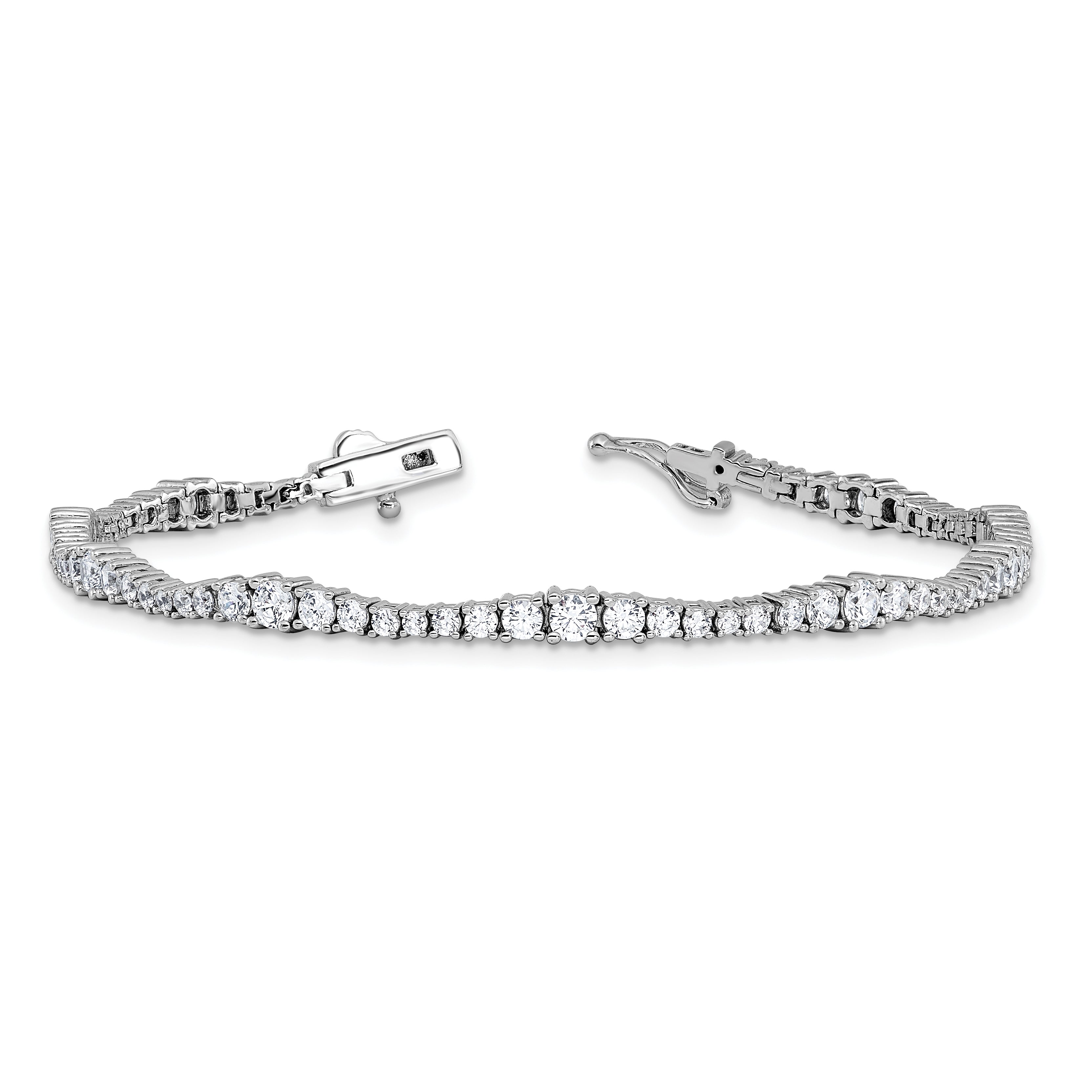 Sterling Shimmer Sterling Silver Rhodium-plated CZ 79 Stone 7 inch Bracelet