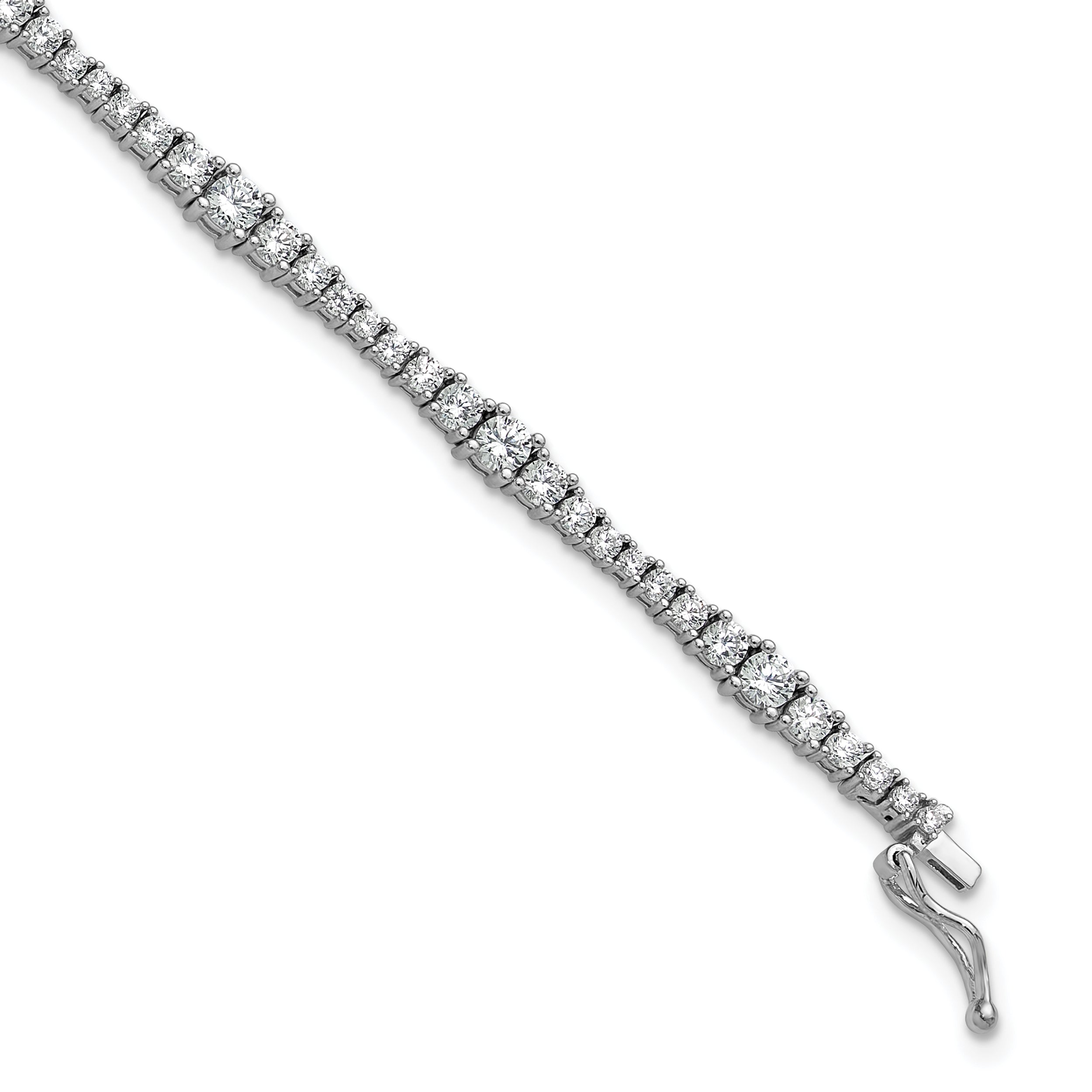 Sterling Shimmer Sterling Silver Rhodium-plated CZ 79 Stone 7 inch Bracelet