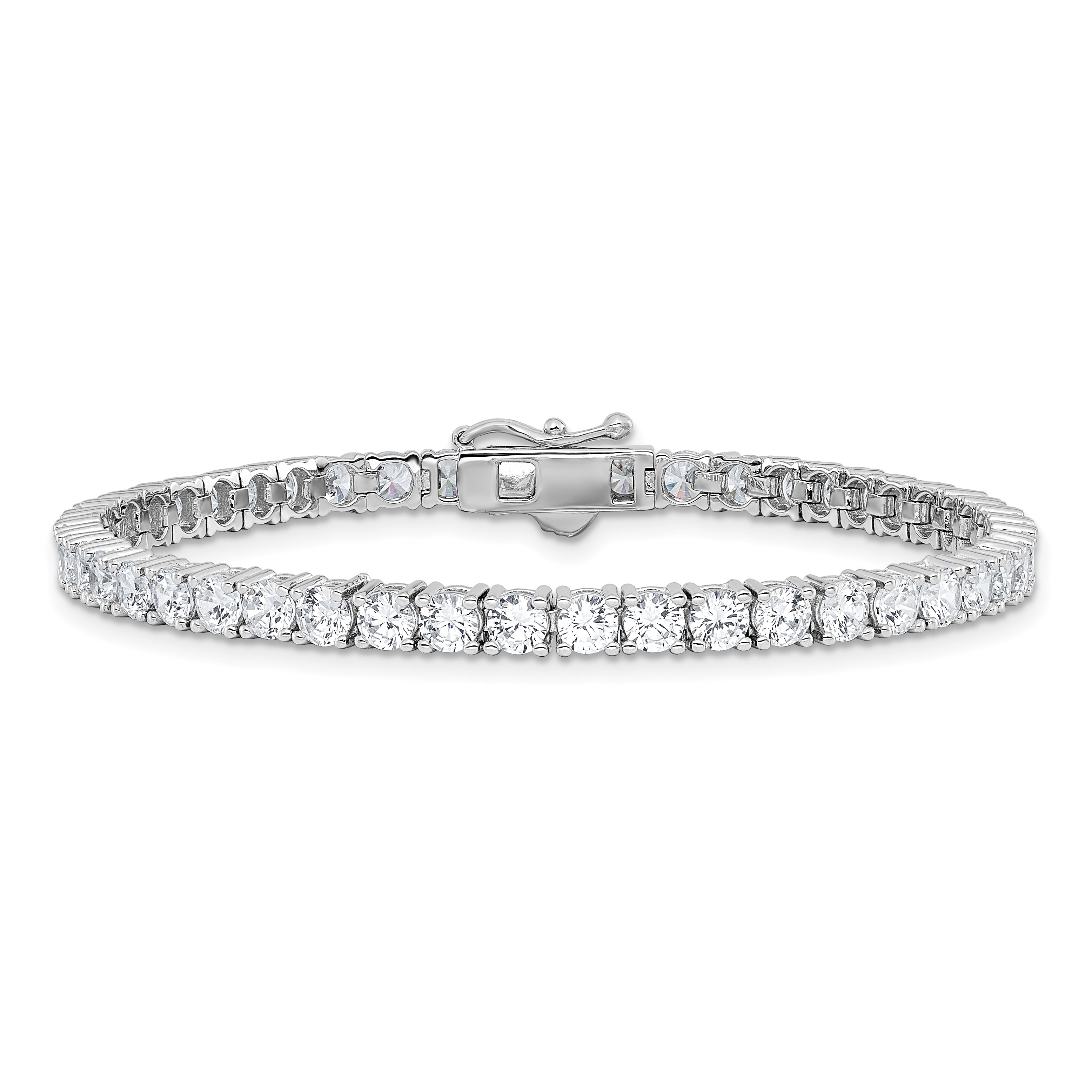 Sterling Shimmer Sterling Silver Rhodium-plated 3.5mm CZ 48 Stone 7 inch Bracelet