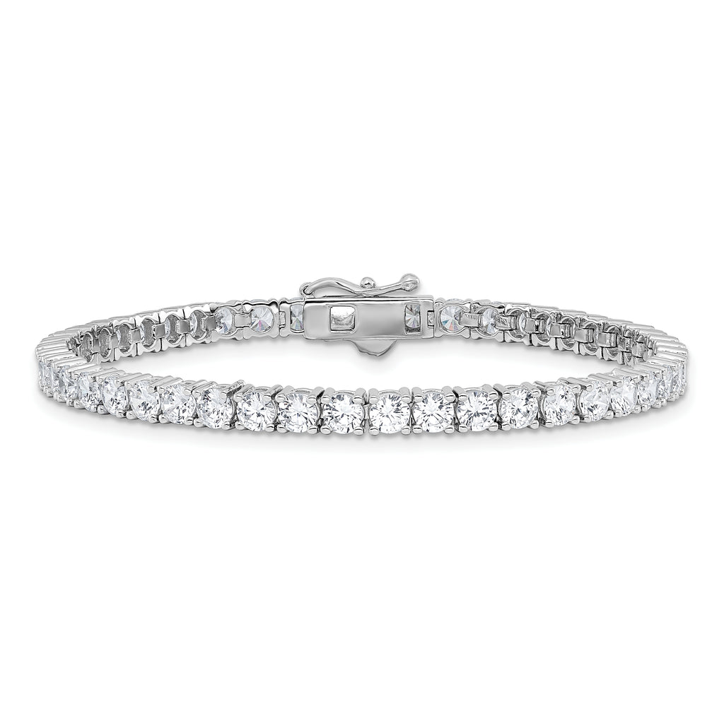Sterling Shimmer Sterling Silver Rhodium-plated 3.5mm CZ 48 Stone 7 inch Bracelet