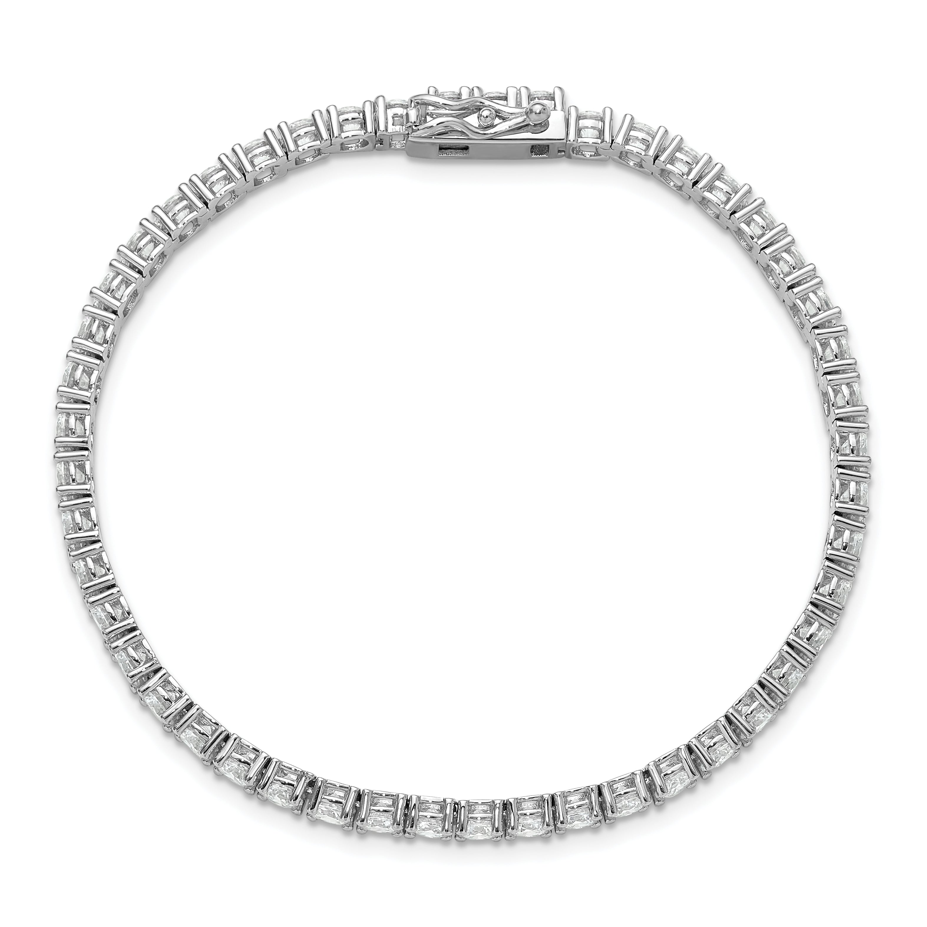 Sterling Shimmer Sterling Silver Rhodium-plated 3.5mm CZ 48 Stone 7 inch Bracelet