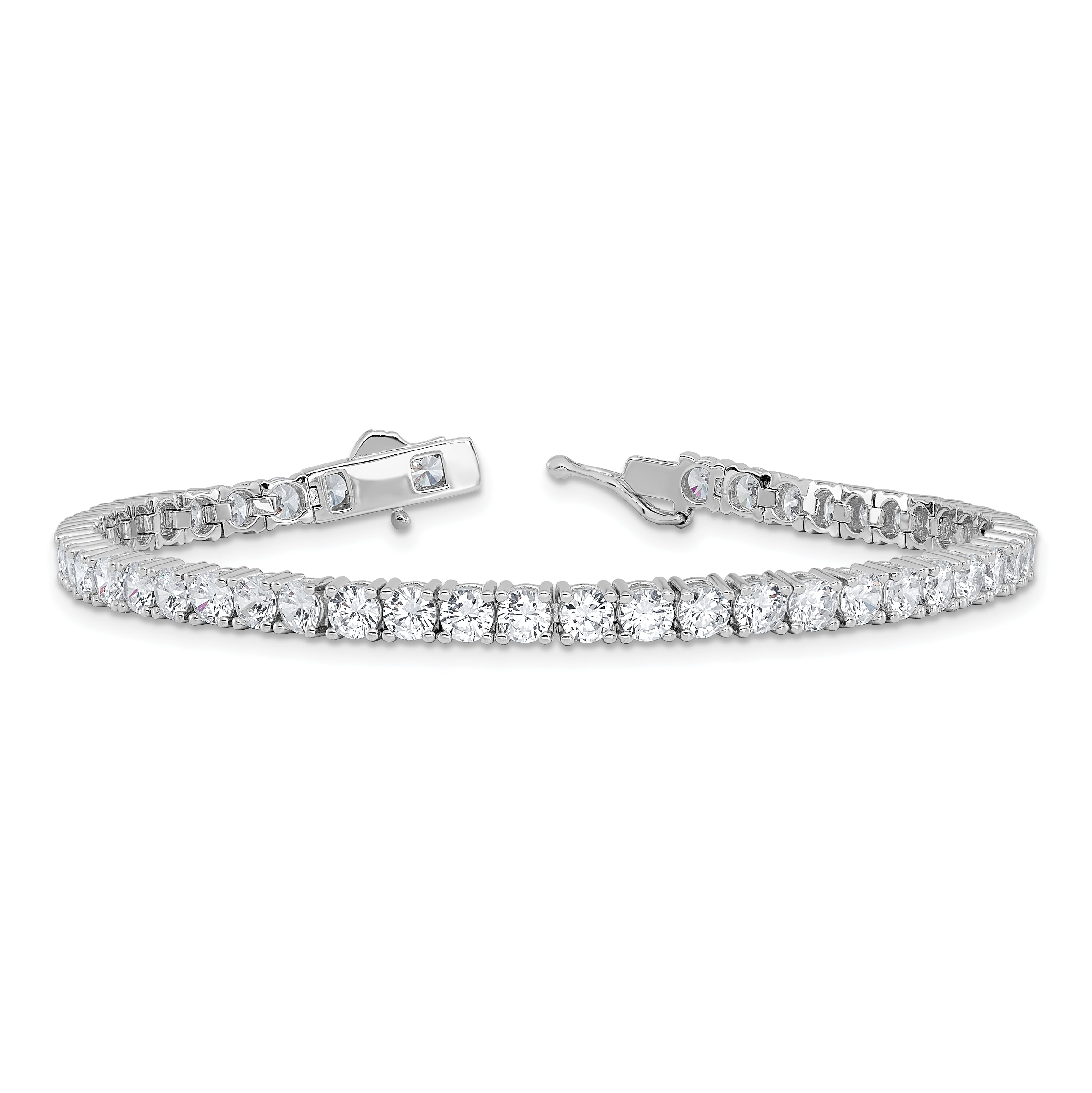 Sterling Shimmer Sterling Silver Rhodium-plated 3.5mm CZ 48 Stone 7 inch Bracelet