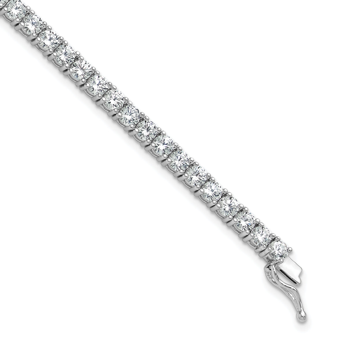 Sterling Shimmer Sterling Silver Rhodium-plated 3.5mm CZ 48 Stone 7 inch Bracelet
