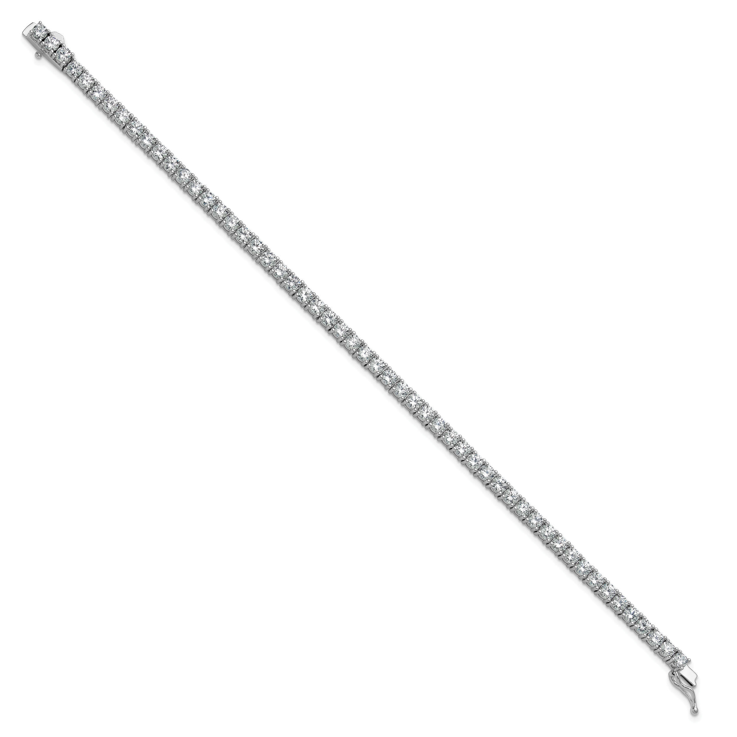 Sterling Shimmer Sterling Silver Rhodium-plated 3.5mm CZ 54 Stone 8 inch Bracelet Secondary image