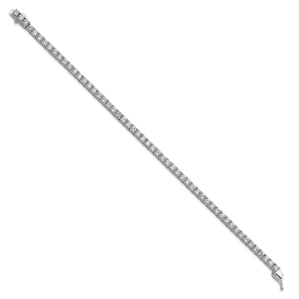 Sterling Shimmer Sterling Silver Rhodium-plated 3.5mm CZ 54 Stone 8 inch Bracelet