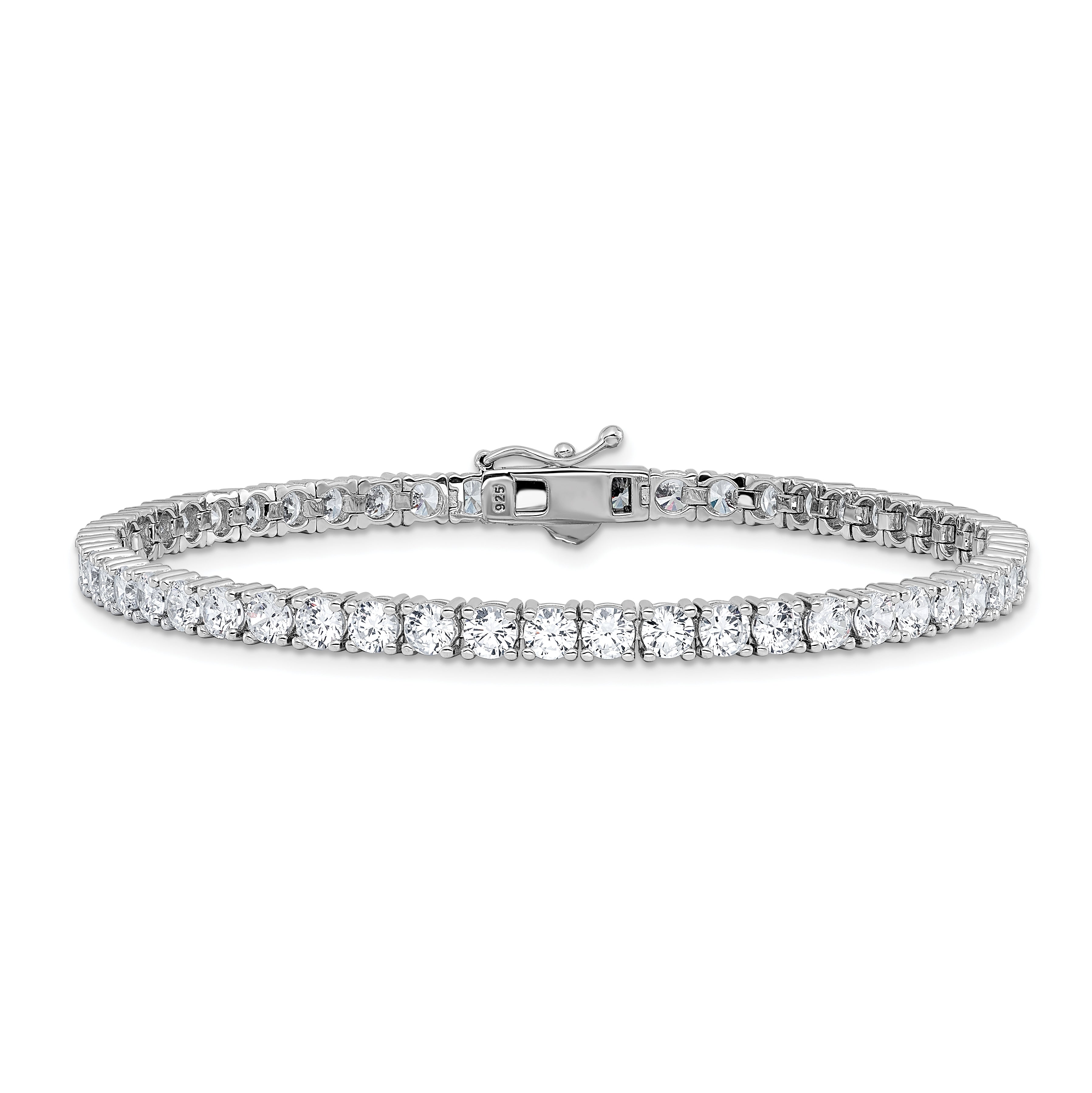 Sterling Shimmer Sterling Silver Rhodium-plated 3.5mm CZ 54 Stone 8 inch Bracelet