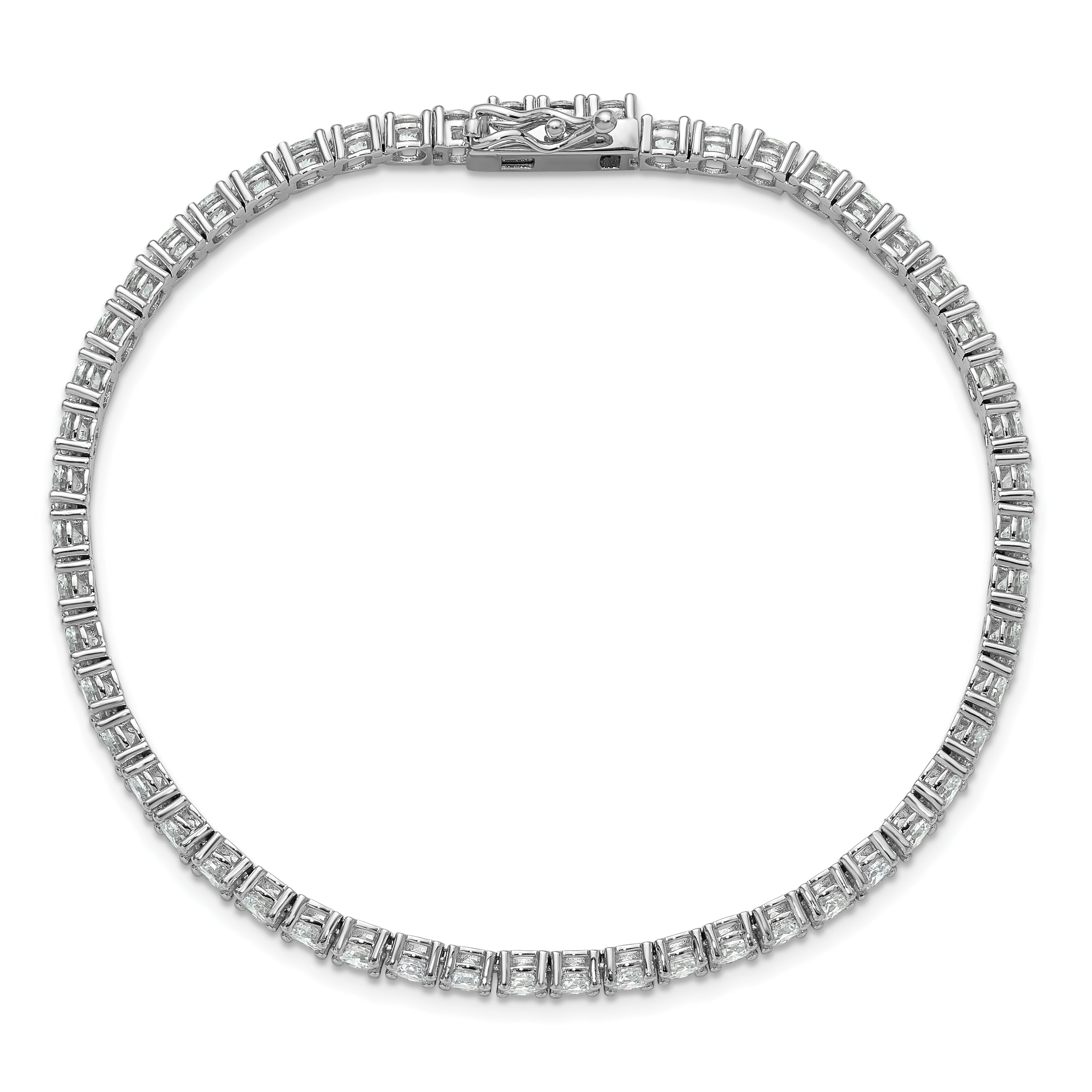 Sterling Shimmer Sterling Silver Rhodium-plated 3.5mm CZ 54 Stone 8 inch Bracelet