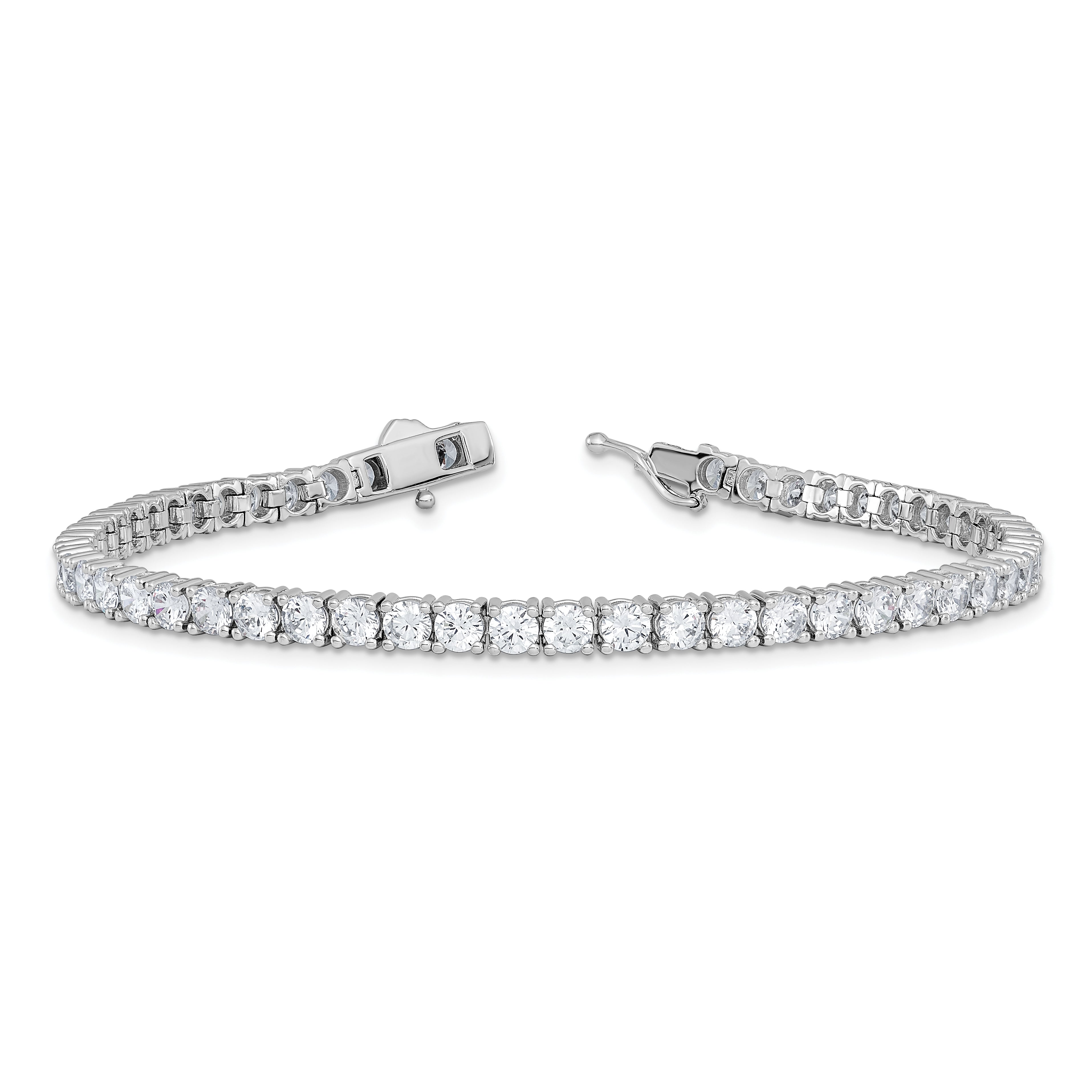 Sterling Shimmer Sterling Silver Rhodium-plated 3.5mm CZ 54 Stone 8 inch Bracelet
