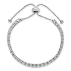Sterling Shimmer Sterling Silver Rhodium-plated 3.5mm CZ 35 Stone Adjustable Bracelet