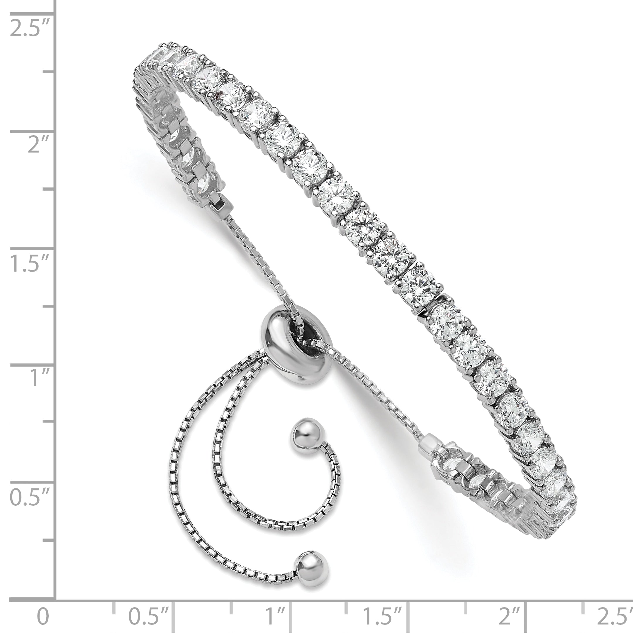 Sterling Shimmer Sterling Silver Rhodium-plated 3.5mm CZ 35 Stone Adjustable Bracelet