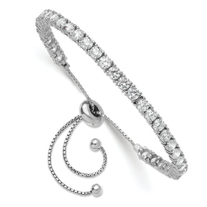 Sterling Shimmer Sterling Silver Rhodium-plated 3.5mm CZ 35 Stone Adjustable Bracelet