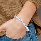 Sterling Shimmer Sterling Silver Rhodium-plated 5mm CZ 34 Stone 7 inch Bracelet