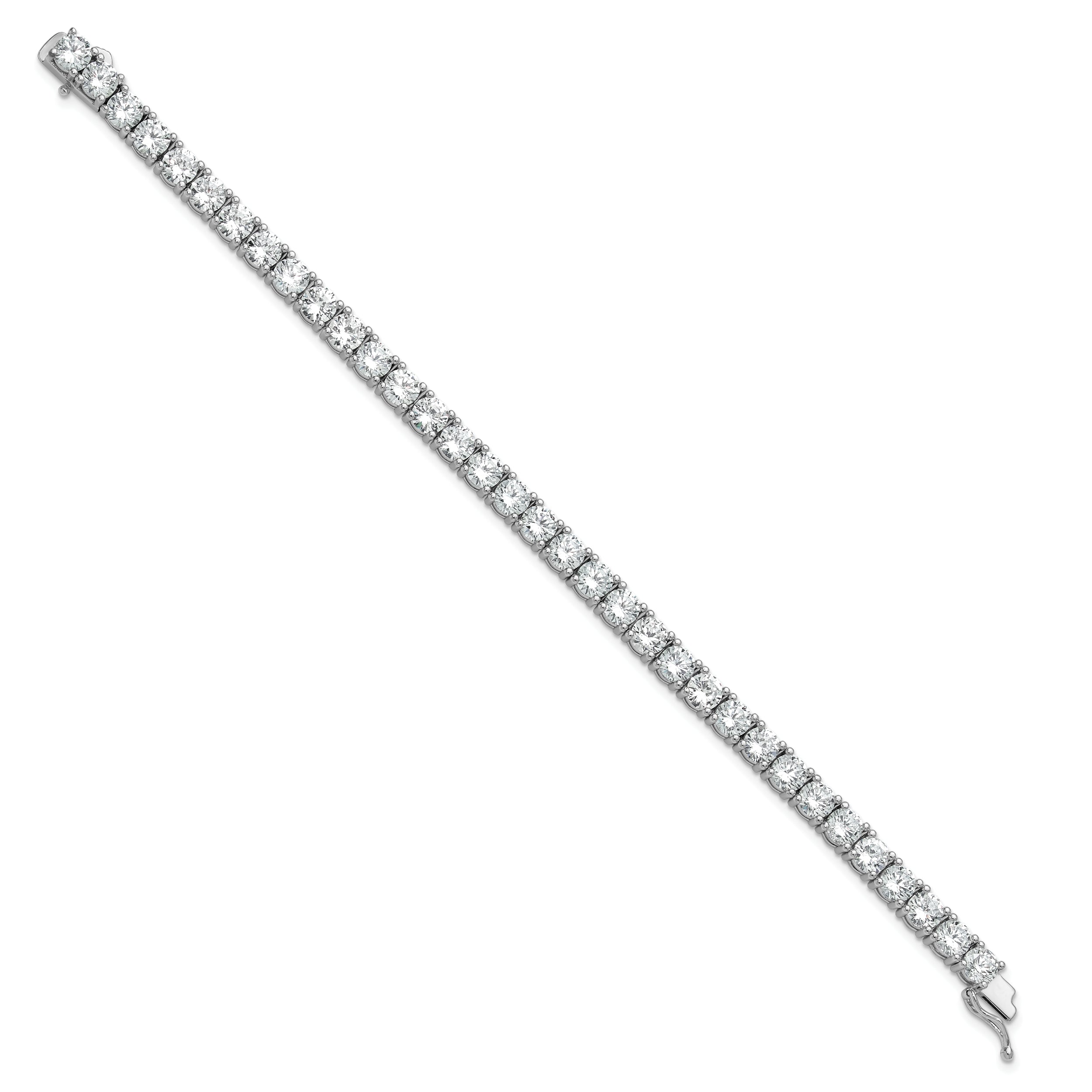Sterling Shimmer Sterling Silver Rhodium-plated 5mm CZ 34 Stone 7 inch Bracelet