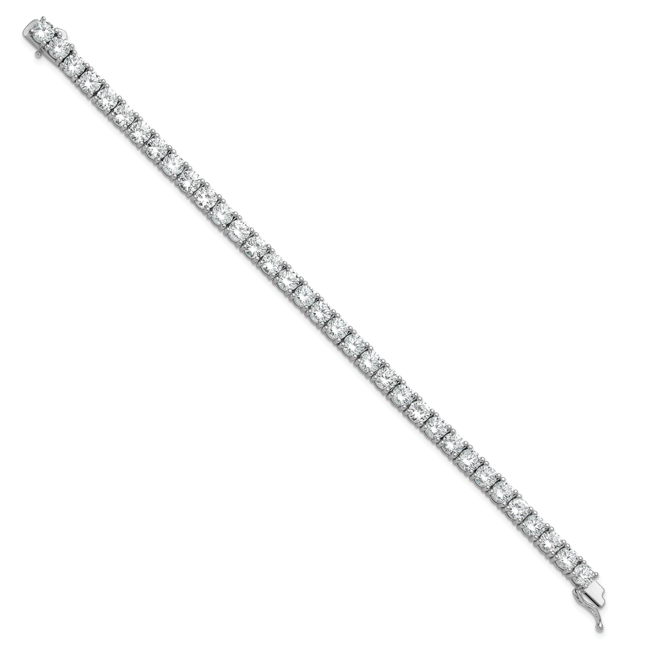 Sterling Shimmer Sterling Silver Rhodium-plated 5mm CZ 34 Stone 7 inch Bracelet Secondary image