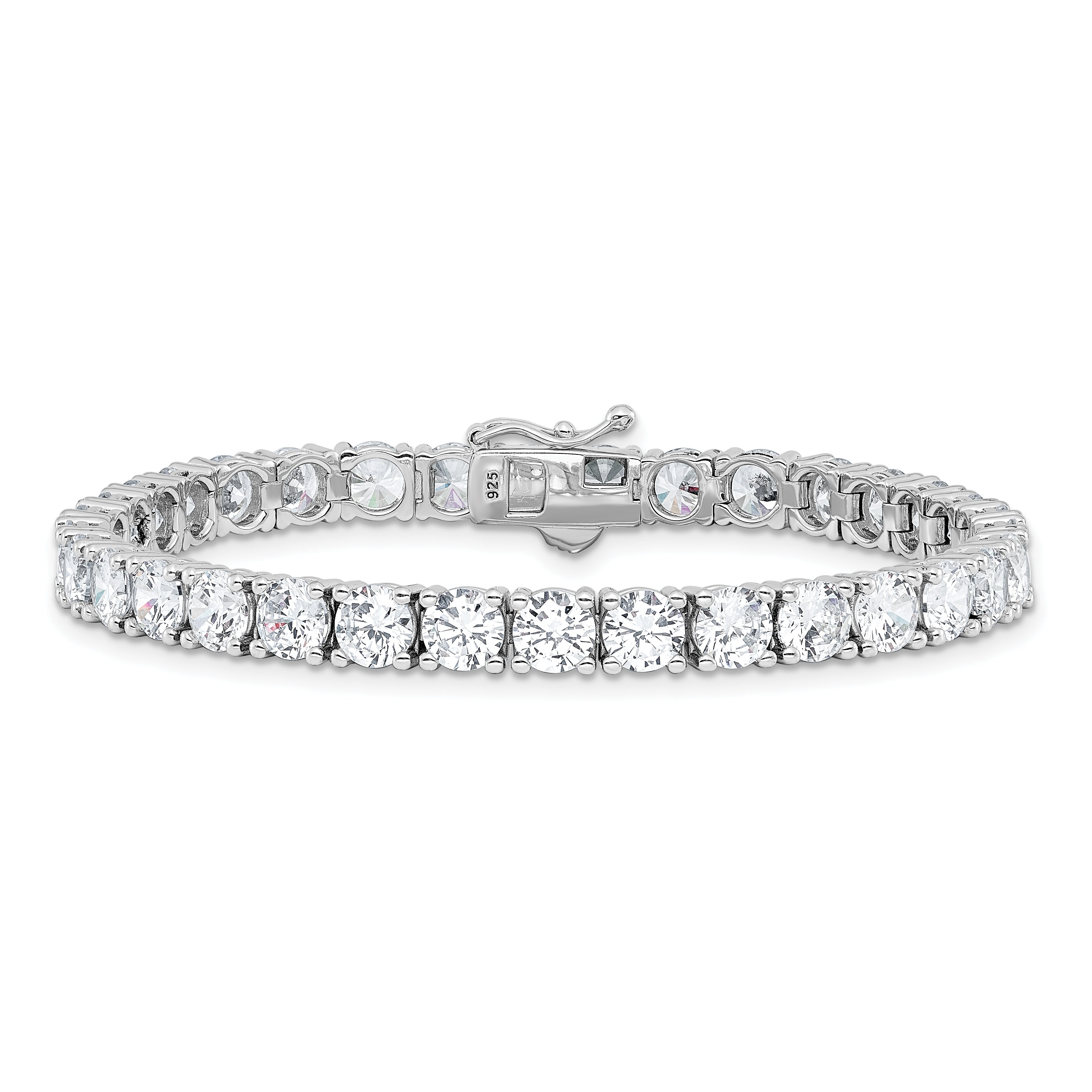 Sterling Shimmer Sterling Silver Rhodium-plated 5mm CZ 34 Stone 7 inch Bracelet