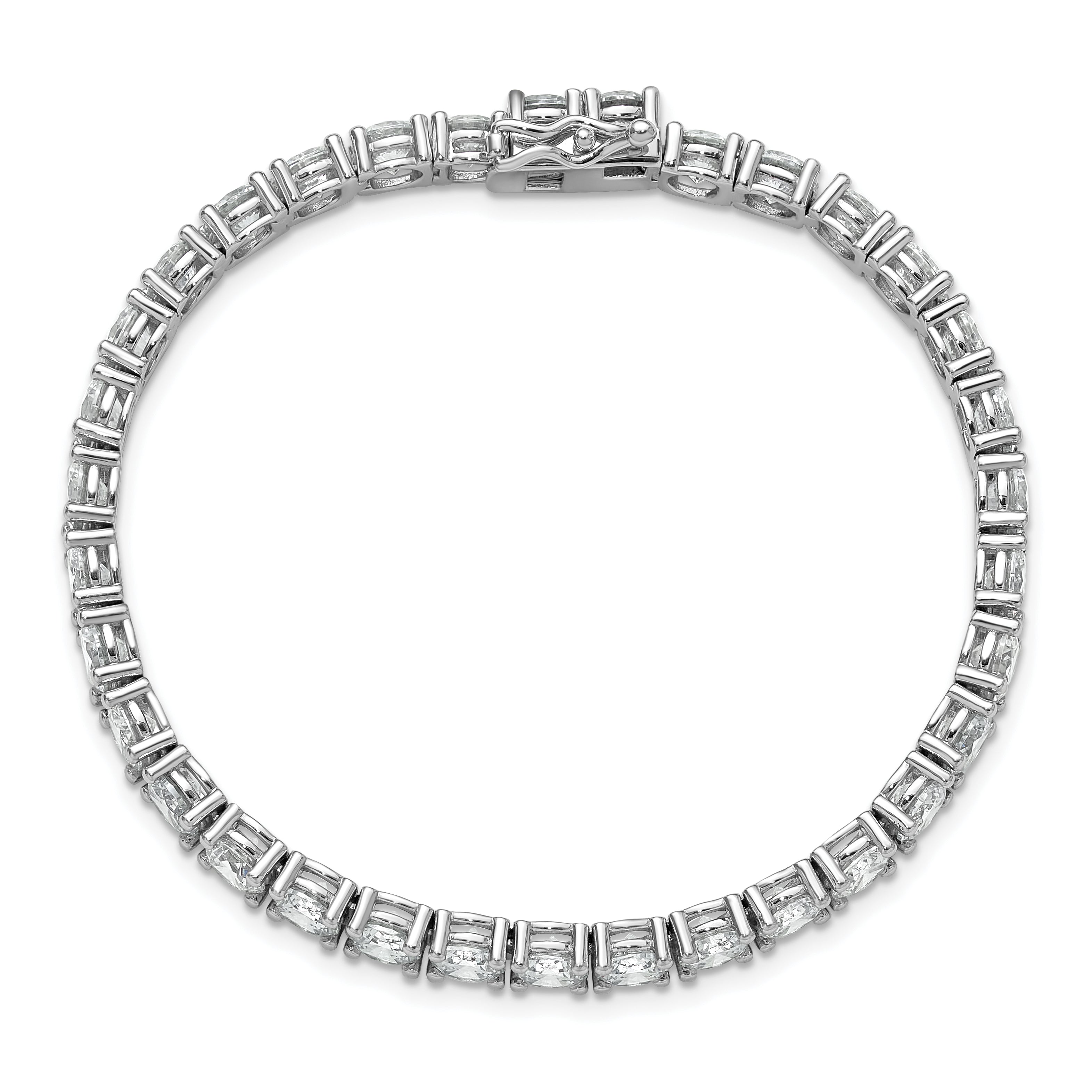 Sterling Shimmer Sterling Silver Rhodium-plated 5mm CZ 34 Stone 7 inch Bracelet
