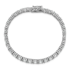 Sterling Shimmer Sterling Silver Rhodium-plated 5mm CZ 34 Stone 7 inch Bracelet