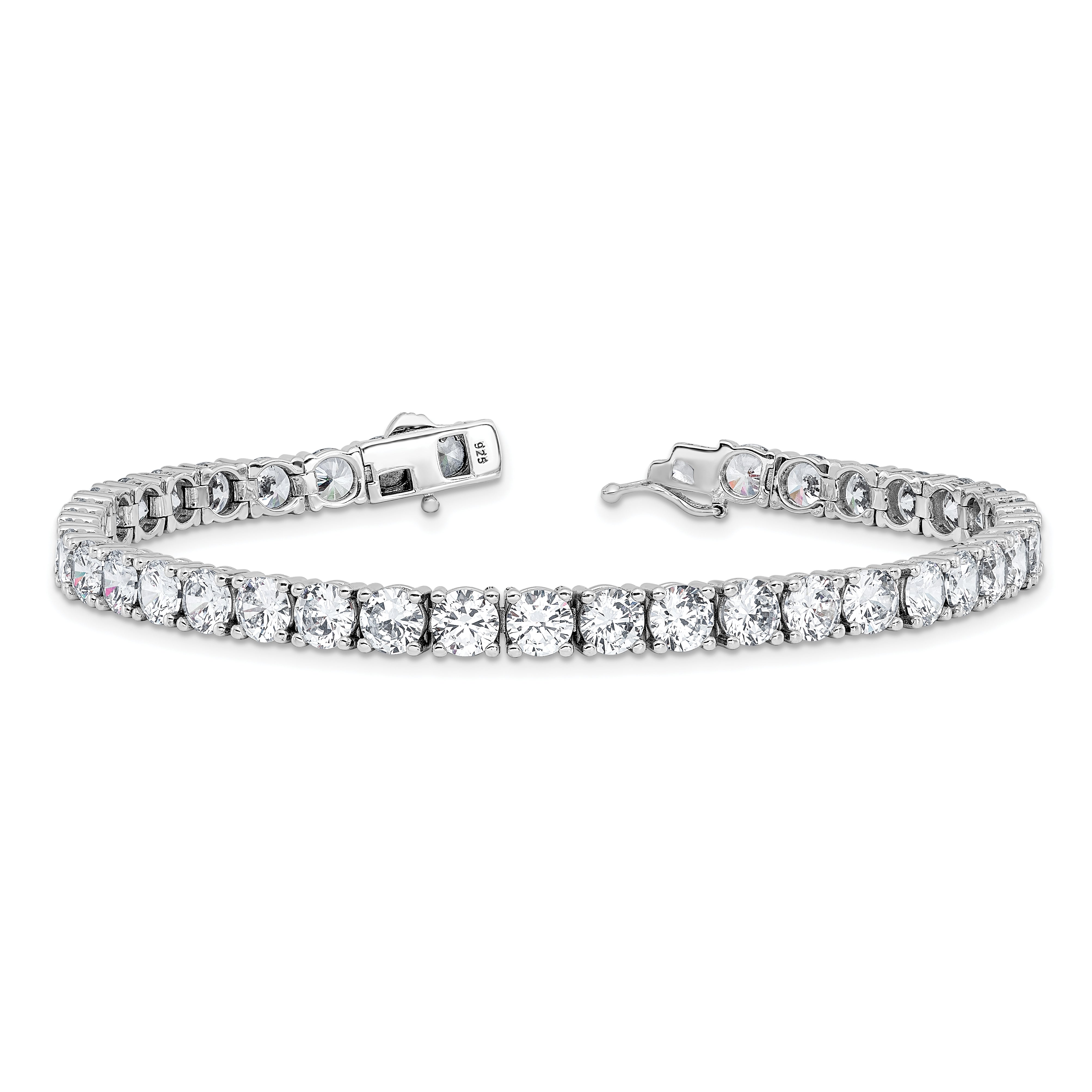 Sterling Shimmer Sterling Silver Rhodium-plated 5mm CZ 34 Stone 7 inch Bracelet